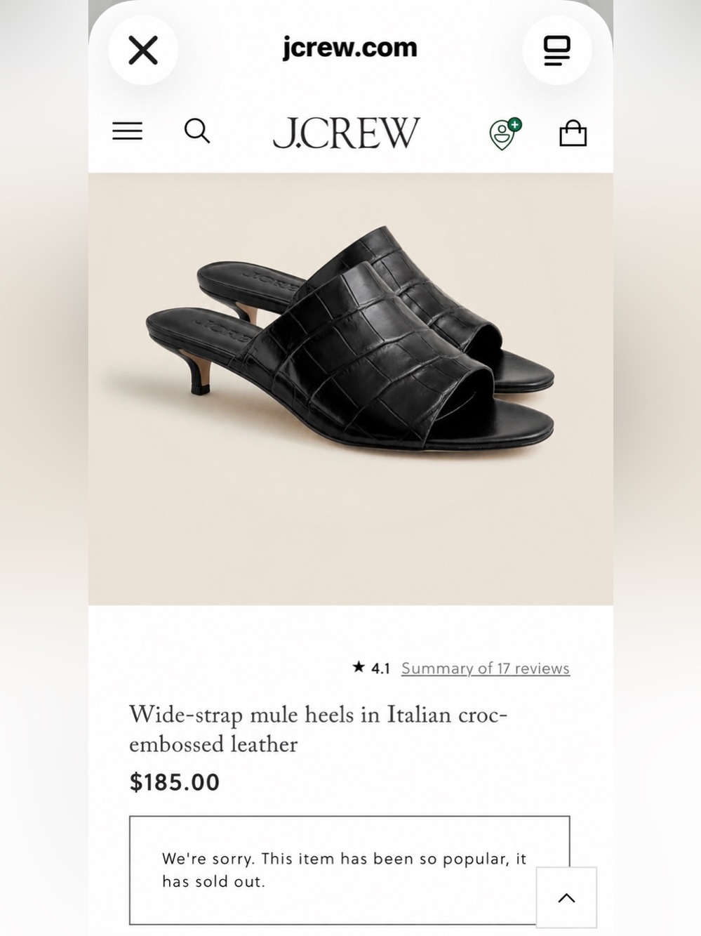 Wide-strap mule heels in Italian croc-embossed leather .
